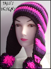 Pink, Black and Purple Earflap Hat