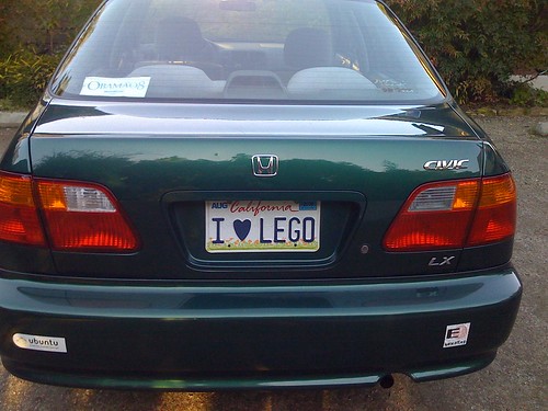 My license plate: 'I â™¥ LEGO'