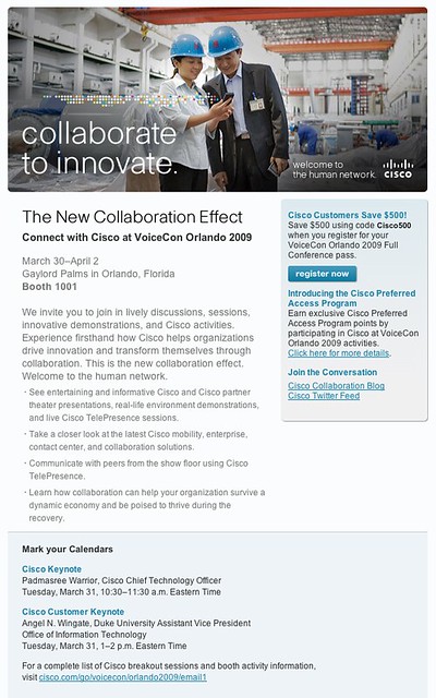 Cisco VoiceCon Orlando Preshow Email by tenfour archive