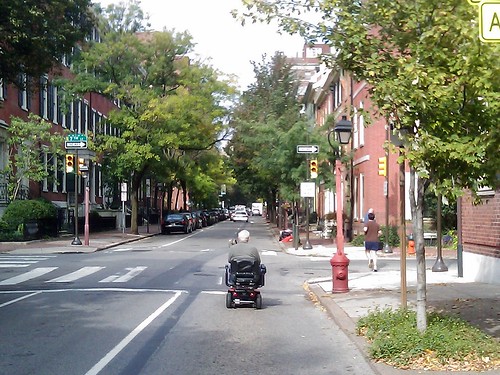 Motorized Wheelchair on Spruce St