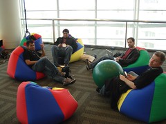 Chilling in Google's beanbag chairs