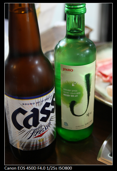 cass啤酒很清爽，出乎意料的好喝；真露也不錯啦，但是沒有日本燒酎的香味
