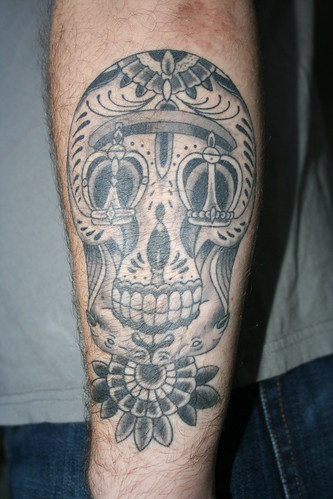 sugar skulls tattoos. Completed sugar skull tattoo