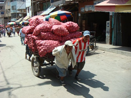 Onion carriers in Aguas Verdes on the Peruvian/Ecuadorian border...