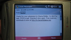 Barack Obama Text Message - 09/11/08 - Thank You For Your Submission To Obama Mobile by DavidErickson