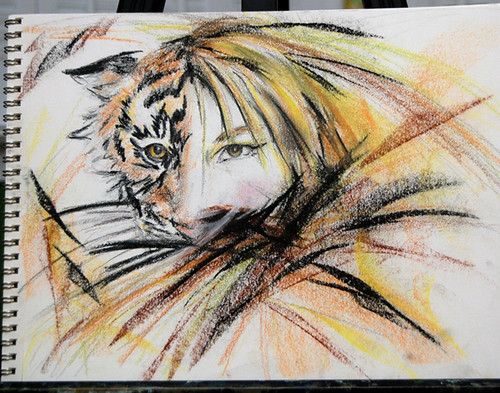 Tiger morph sketch by Kathleen Coy