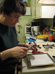 IMG_2659  Laura soldering her first microscope slide pendants