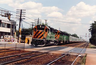 Westbound Burlington Northern freight train passing through La Grange Illinois. June 1986. by Eddie from Chicago