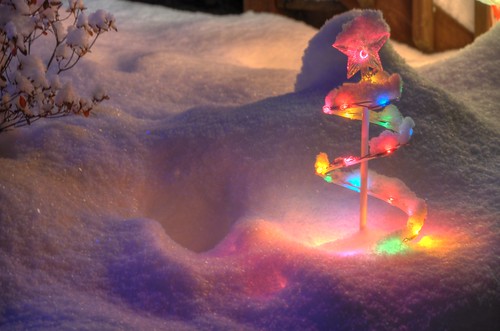 Snow and Christmas Lights in HDR