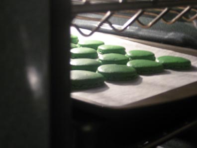 Christmas Macarons in the oven