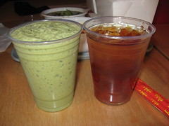 Rickshaw Dumpling Bar: Green tea milkshake and Iced green tea with mint