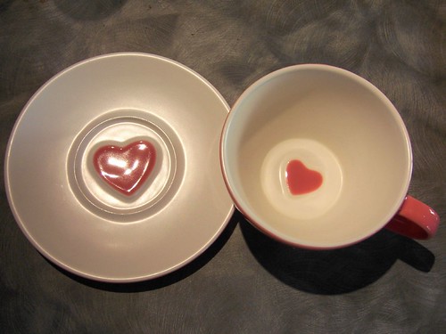 pink heart cup and saucer