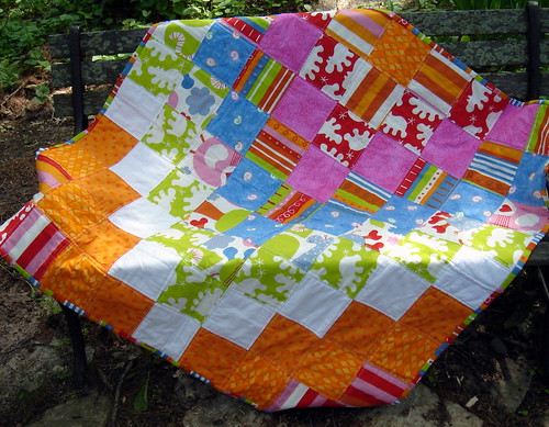 bright patchwork quilt