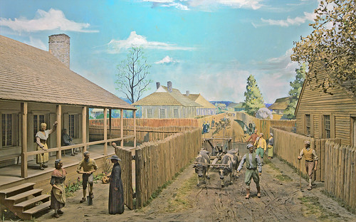 Old Courthouse, Jefferson National Expansion Memorial, in Saint Louis, Missouri, USA - diorama of villiage life in colonial Sainte Genevieve