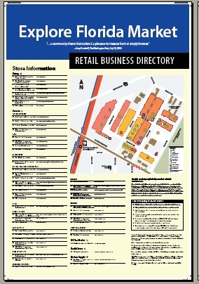 Explore Florida Market directory and history signage, side 1
