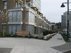 rowhouses add density on a Vancouver city block (by: Brian Stokle, creative commons license)