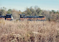 Southbound Indiana Harbor Belt transfer train. Alsip Illinois. Late October 1990.