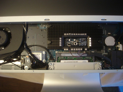 Wider shot of motherboard under LCD