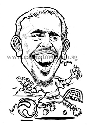 Caricature of Franck Ribery ink watermark
