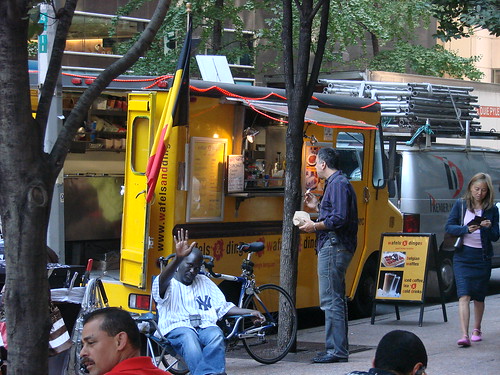 Wafels and Dinges Truck parked in the Treats Truck usual spot on 45th