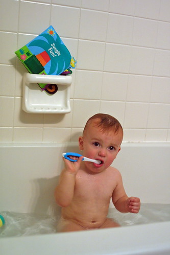 gettin' a bath, brushin' some teeth