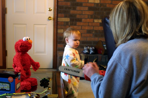 playing with elmo