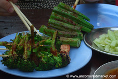 Grilled Okra and Broccoli