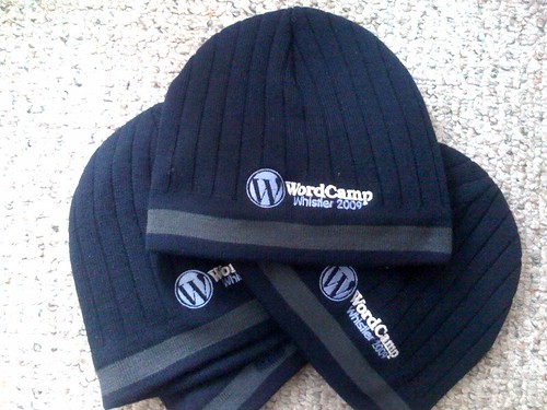 WordCamp Whistler toques - Photo by Rebecca Bollwitt on Flickr