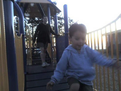 At the park in Half Moon Bay at sunset