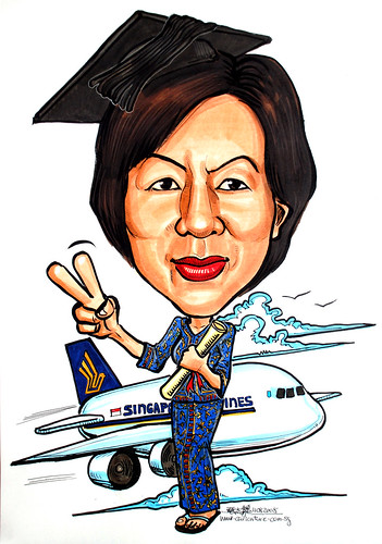 Caricature for SIA Singapore Girl Sarong Kebaya