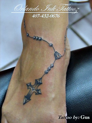 rosary tattoos on ankle. rosary tattoo foot