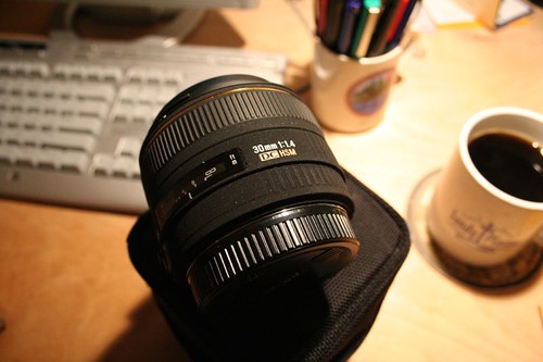 Sigma 30mm f/1.4 lens being prepared to go back to the service center