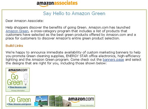 Amazon Green - Associates Email Screenshot - 08/13/08