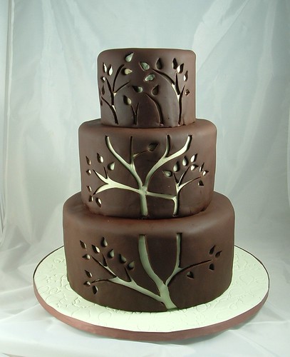tree cutouts wedding cake