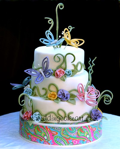 Whimsical Butterflies Wedding Cake 