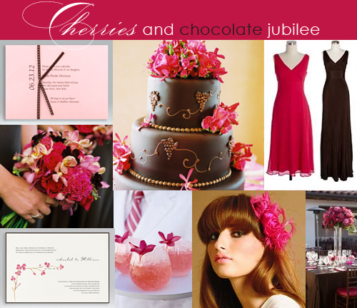 Brown and Red or Pink Wedding Inspiration Board