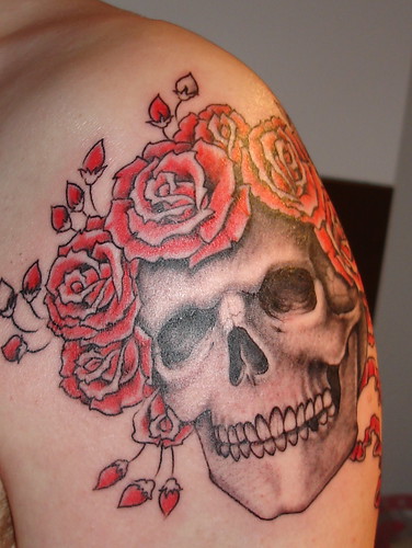 image based on skeleton poster from grateful dead. Tattoo artist Tycho 