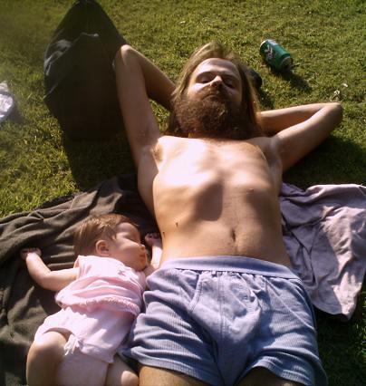Me and my niece relaxing in the garden