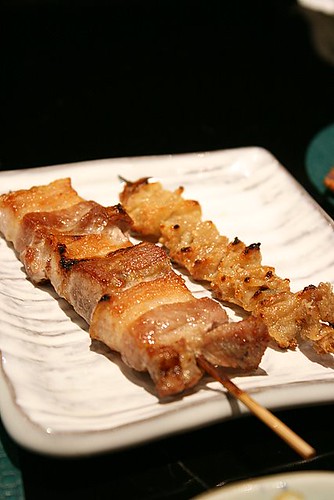 Butabara (pork belly) and kawa (chicken skin)