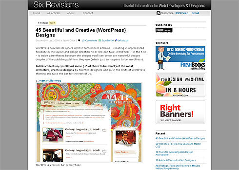 45 Beautiful and Creative (WordPress) Designs