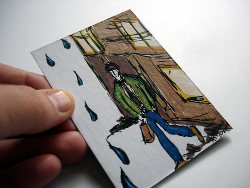 Walking into the Rain - ACEO