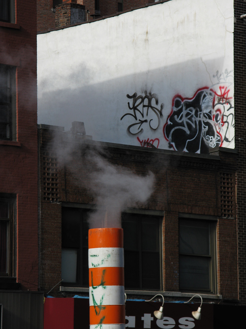 a steam pipe on the street, Manhattan, NYC
