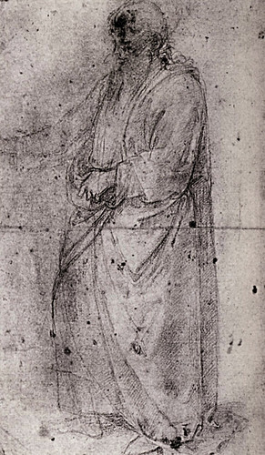 1502  Raphael    Study for God the Father  Black chalk and touches of white chalk  37,7x22,4 cm  Londres, British museum