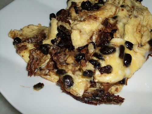 fried dace with black beans and eggs