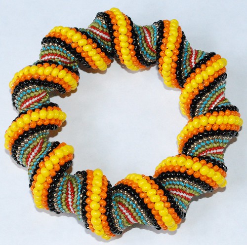 Multi Color Spiral Tubular Peyote Stitch Bracelet