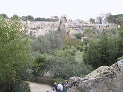 Greek quarry. In the middle is what appears to be the remains of a tower.