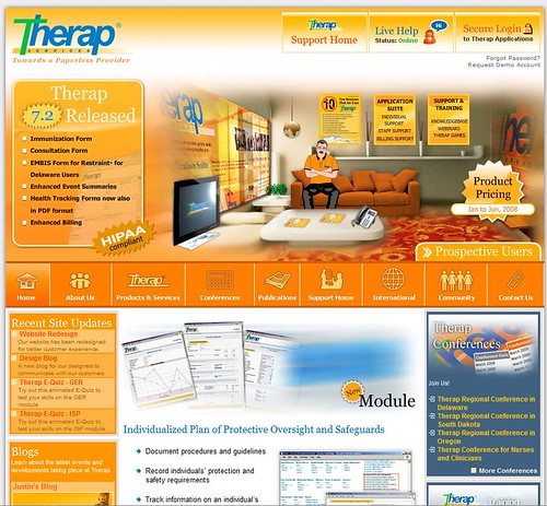 Screenshot of Therap Home Page