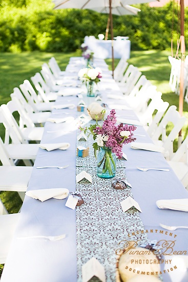  the damask table runner really makes this setting so perfect