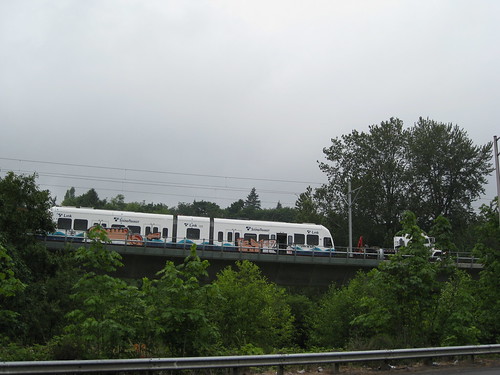 Sound Transit train with Graffiti