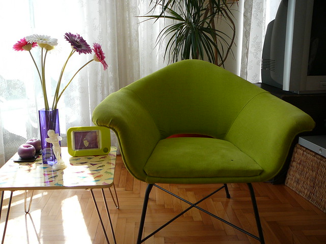 green armchair